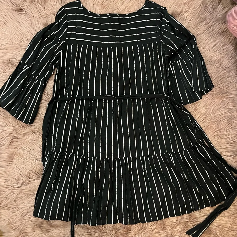 Striped Black & Silver Holiday Dress - Picture 5 of 5